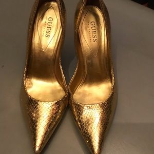 Guess by Marciano ‘Carrie’ Gold Snakeskin Stiletto